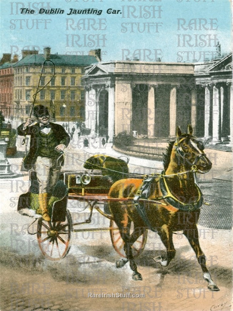 The Dublin Jaunting Car, Dame Street, Dublin, Ireland 1870's