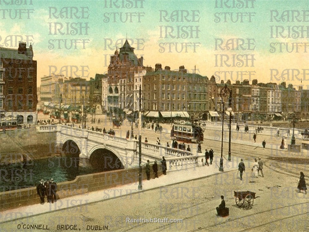 O'Connell Bridge & Quays, Dublin, Ireland 1915