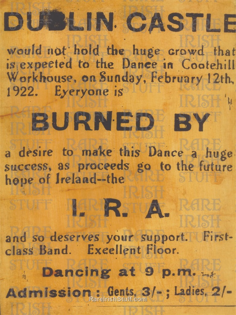 IRA Fundraising Dance poster, Cootehill Workhouse, Carlow, 1922