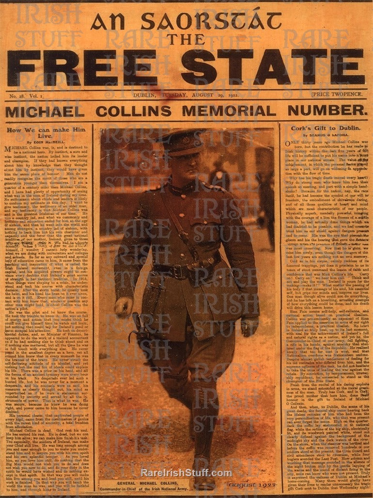 Michael Collins Free State Memorial Newspaper, August 1922
