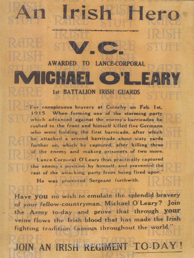 World War One, Irish Regiment Recruitment Poster, 1915