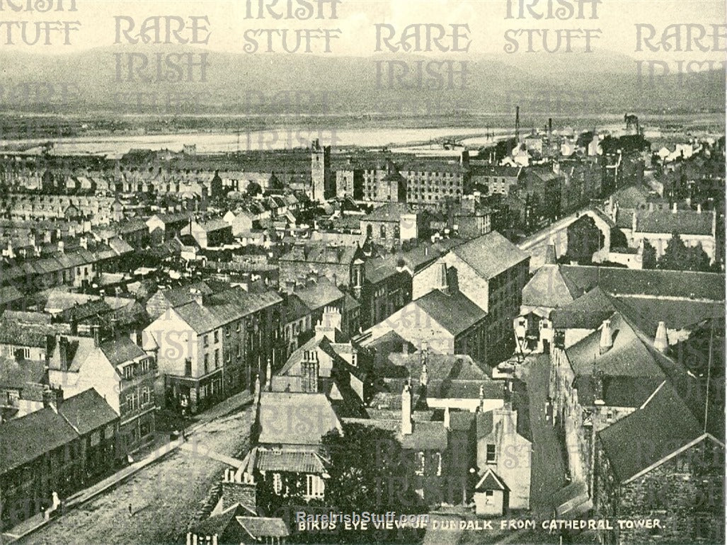 Birds Eye View from Cathedral Tower, Dundalk, Co. Louth, Ireland 1950s