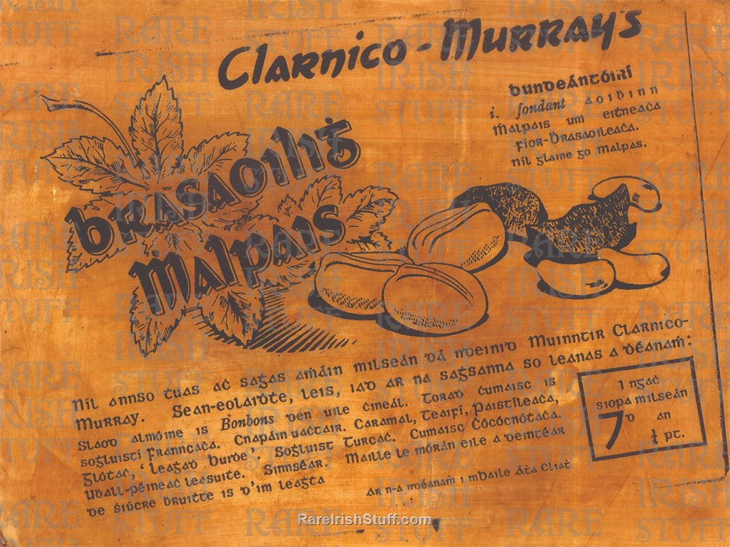 Murray's Sweet Shop Advertisement in Irish Language, c.1930
