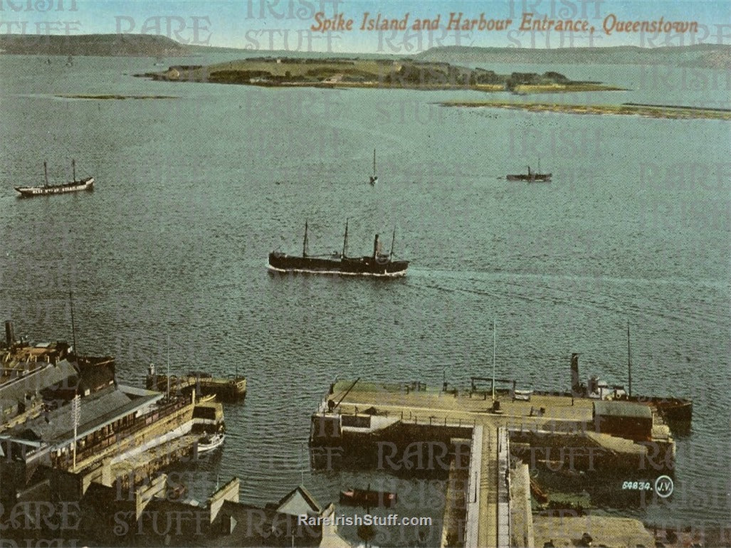 Spike Island & Harbour Entrance, Queenstown (Cobh), Co. Cork, Ireland 1915