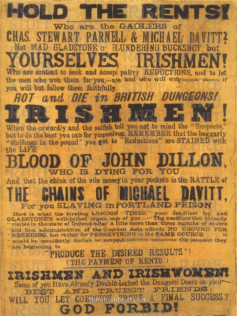 Hold The Rents, Parnell & The Land League, 1880’s