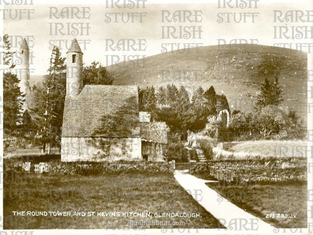 Round Tower & St Kevin's Kitchen (Church), Glendalough, Co. Wicklow, Ireland 1900
