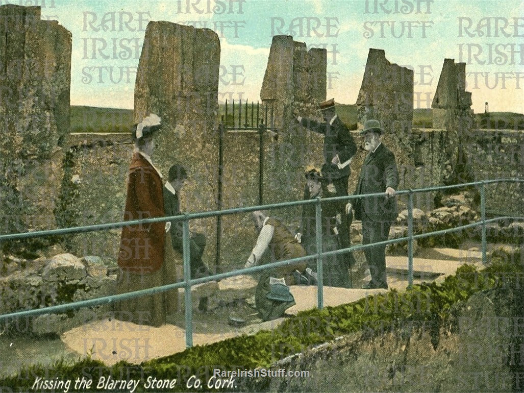 Kissing the Blarney Stone, Blarney Castle, Co. Cork, Ireland 1890
