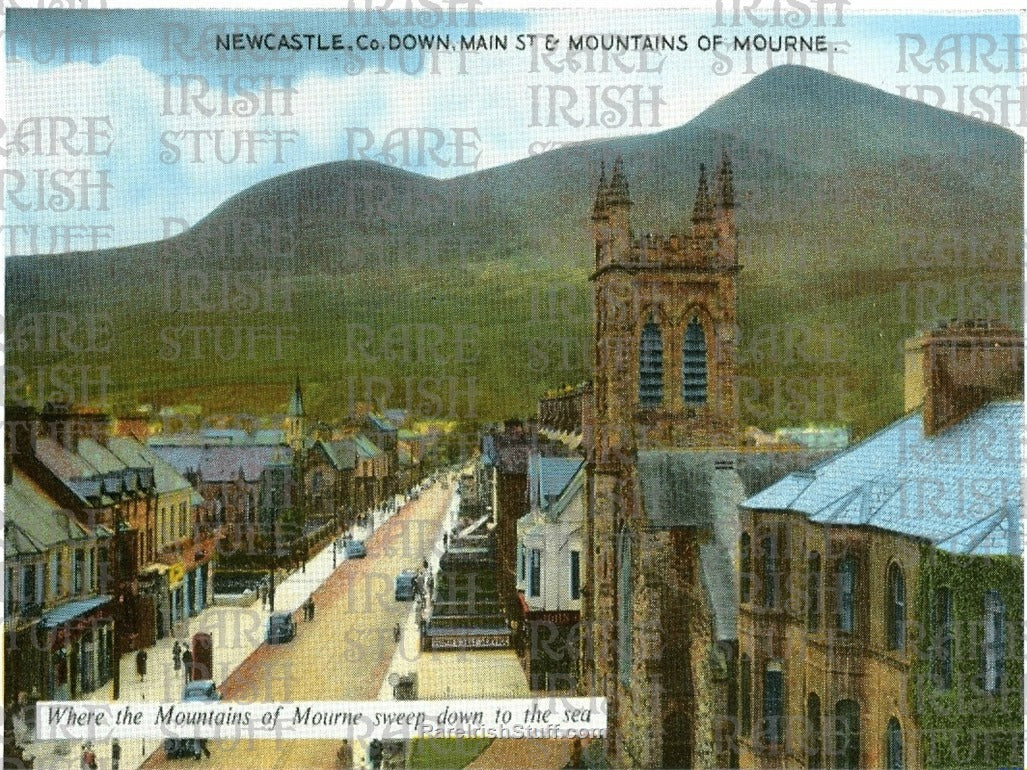 Main Street & Mourne Mountains, Newcastle, Co. Down, Ireland 1950s