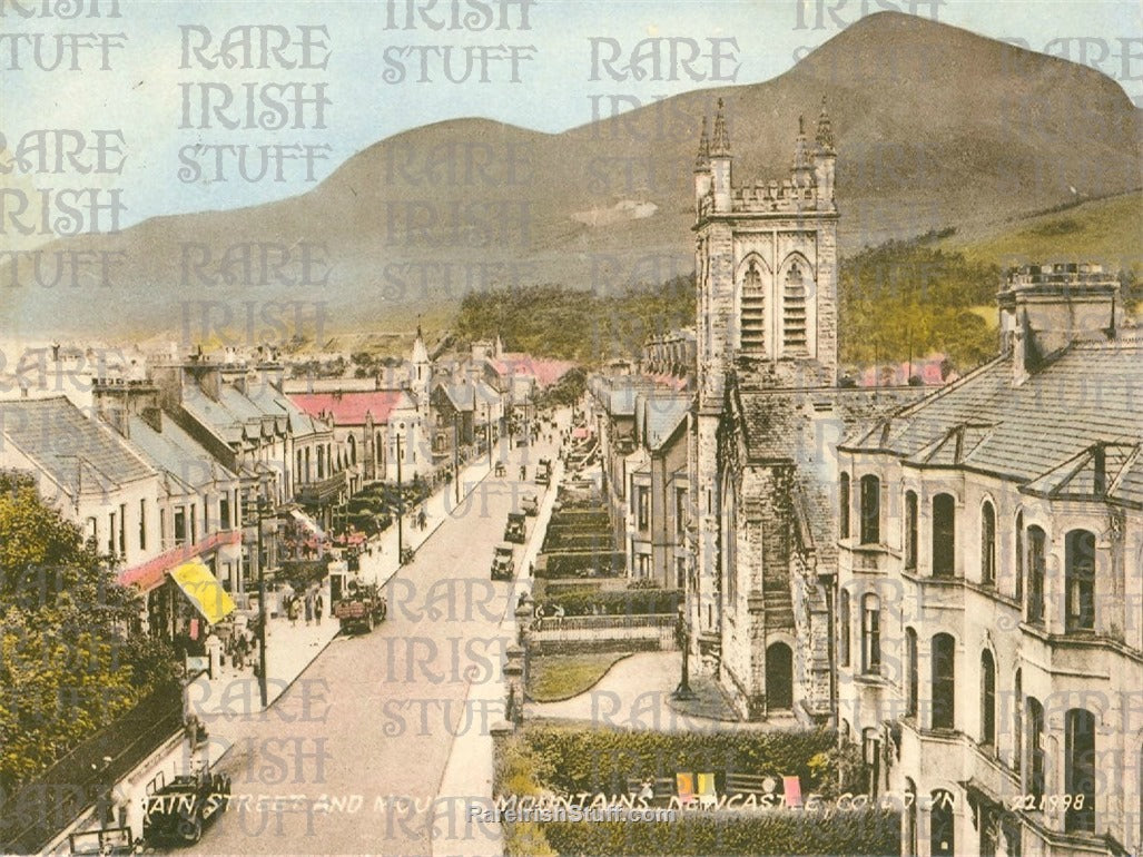 Main Street & Mourne Mountains, Newcastle, Co. Down, Ireland 1950s