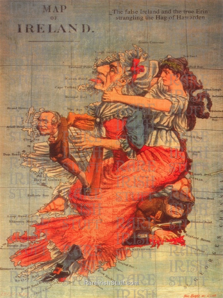 Erin & The Hag - Fenian Map of Ireland, 1888