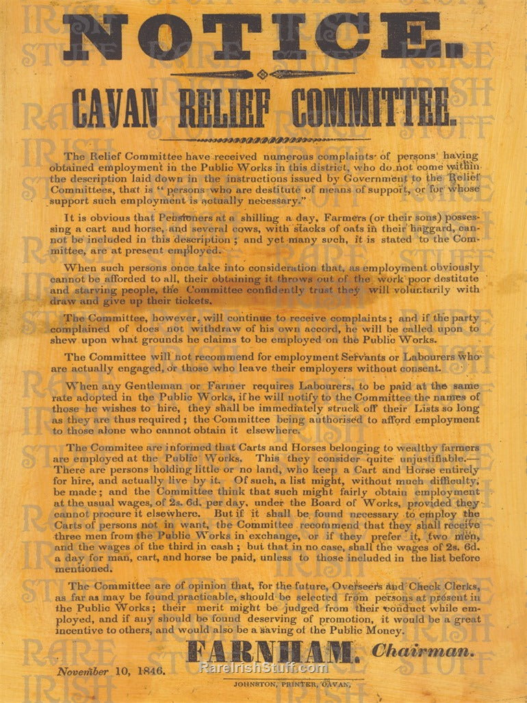 Cavan Relief Committee Irish Famine 1846