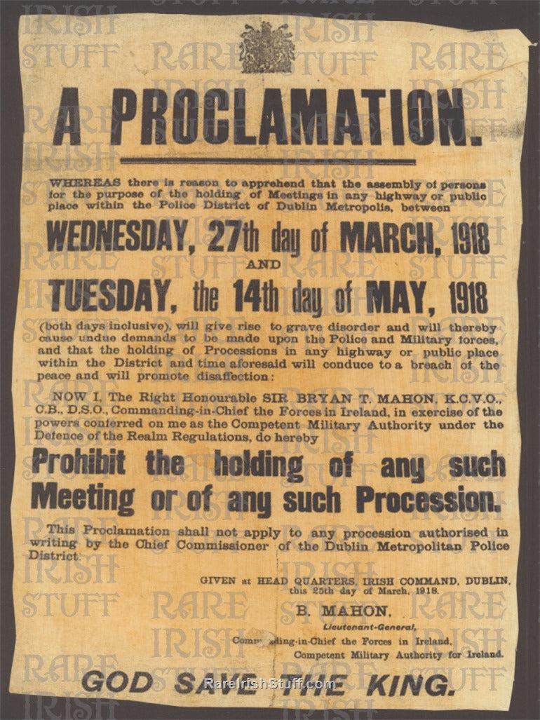 No Meeting, No Procession, Dublin, 1918