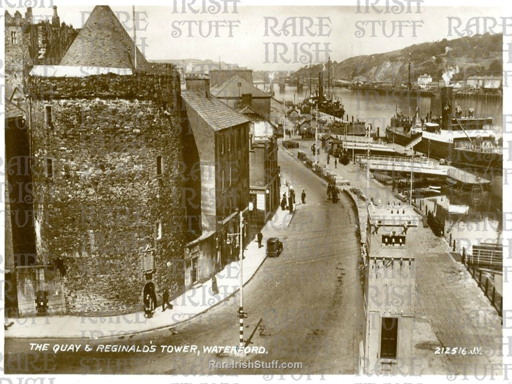 The Quay & Reginald's Tower, Waterford City, Co. Waterford, Ireland 1940s