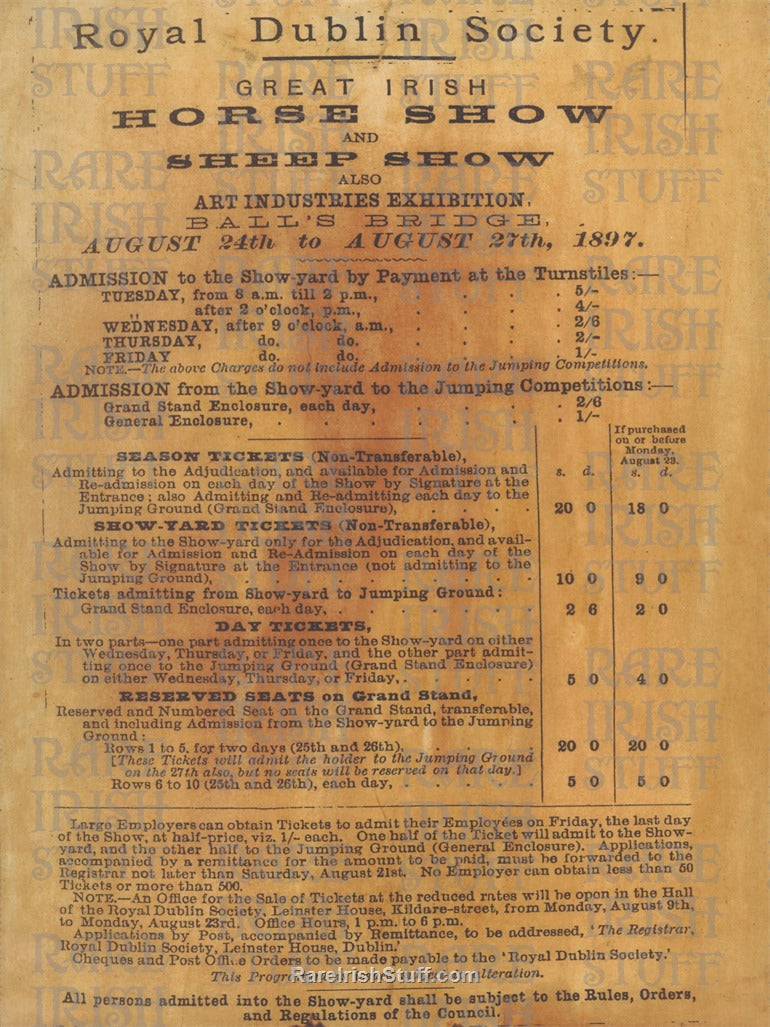 Great Irish Horse & Sheep Show, Royal Dublin Society, RDS, 1897