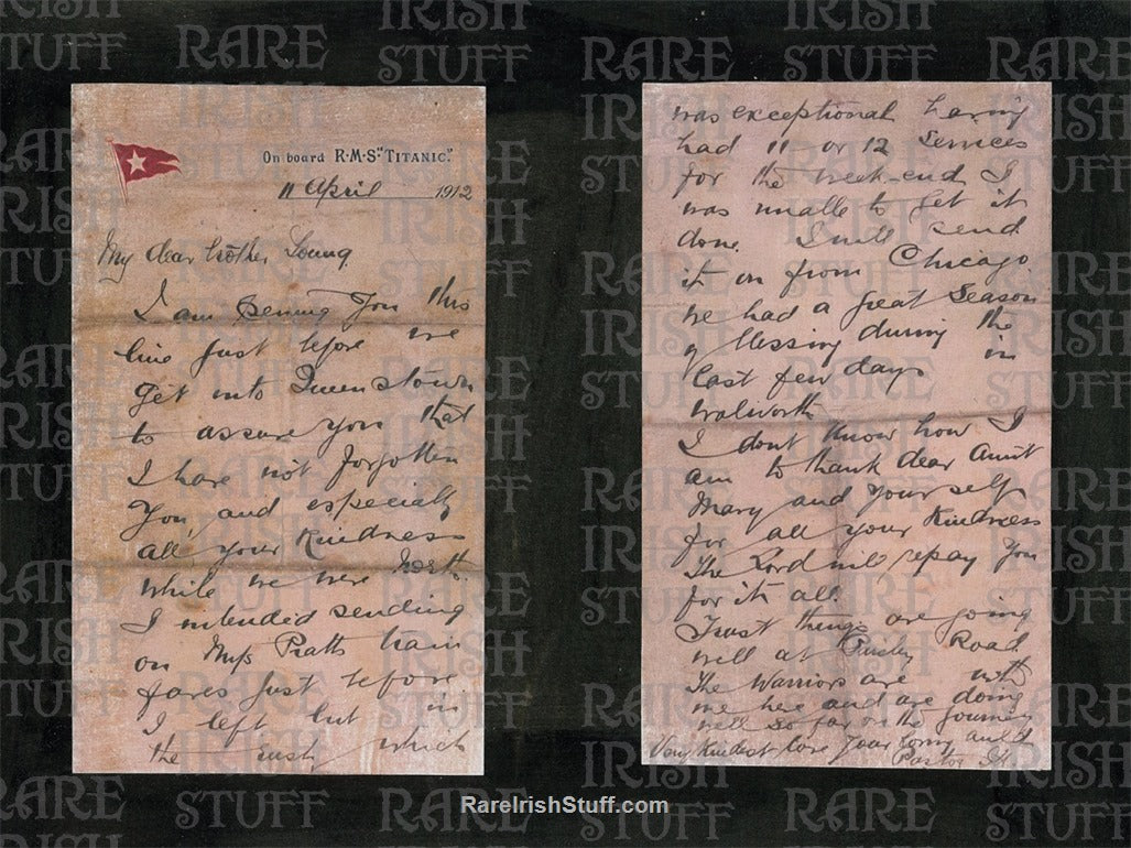 Letter from Titanic Passenger to Chicago 11th April 1912