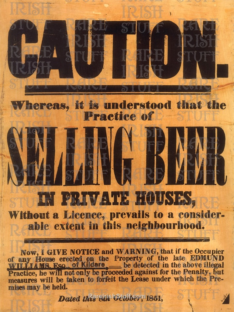 Caution Selling Beer in Private Houses Notice, Kildare, 1851