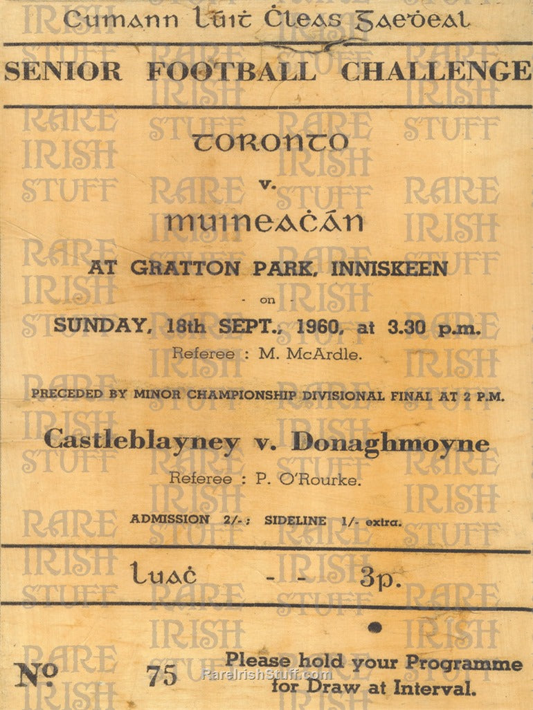 Senior Football GAA Challenge, Inniskeen, Monaghan, 1960