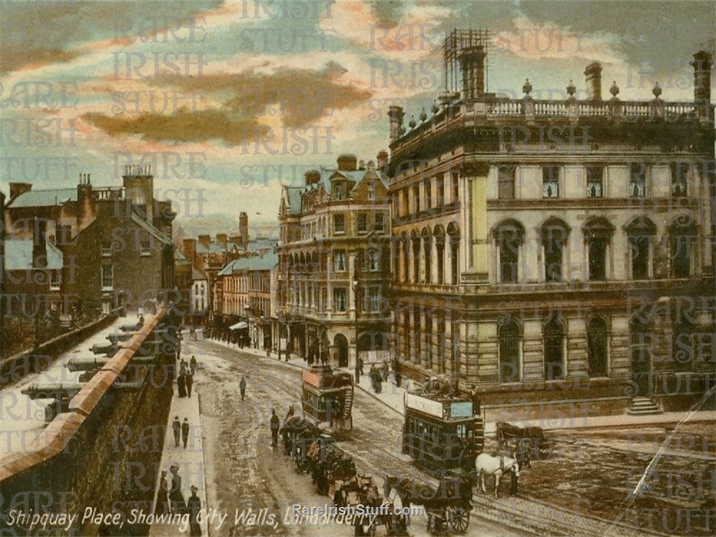 Shipquay Place, Showing City Walls, Derry, Ireland 1885