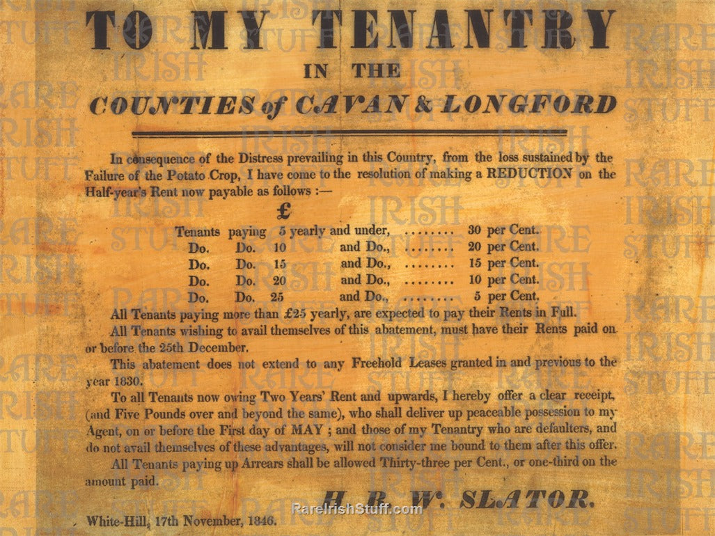 Cavan & Longford Notice, Irish Famine, 1846