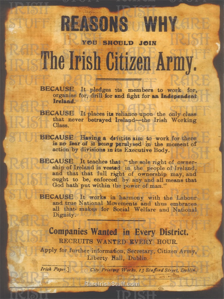 Irish Citizens Army Recruitment Poster, 1913