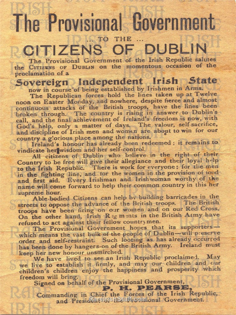 Padraig Pearse Salutes The People Of Dublin During 1916 Rising