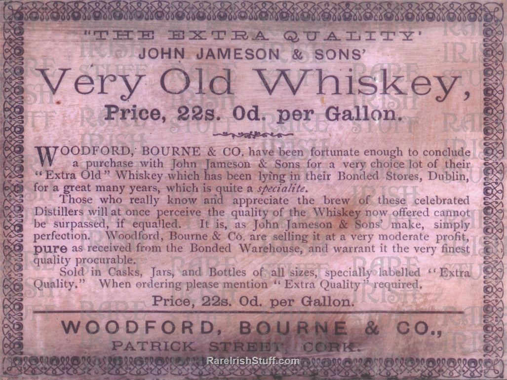 John Jameson Irish Whiskey, Patrick Street, Cork, 1837