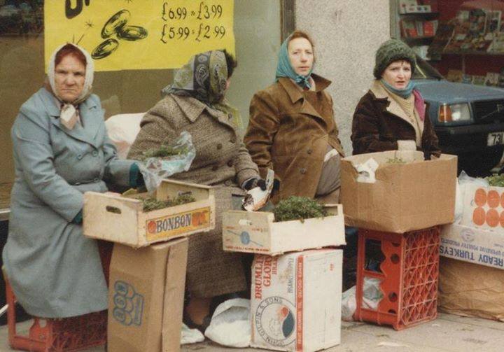 Selling Shamrocks, Moore Street, Dublin, 1980's