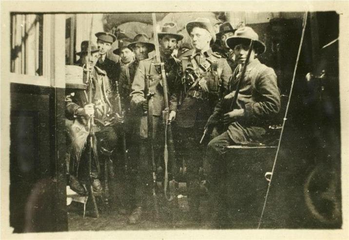 Rare photograph of Irish Volunteers occupying the GPO during the Easter Rising, 1916.