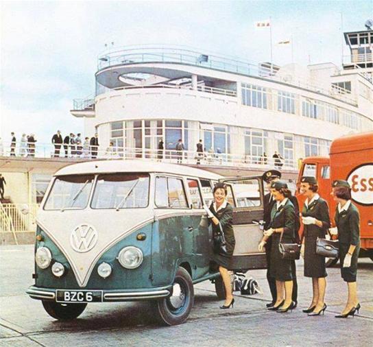 Air hostesses being dropped to Dublin Airport, 1960's.