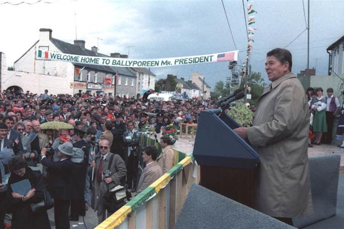 Ronald Reagan visits his ancestral home in Ballyporeen, Co. Tipperary