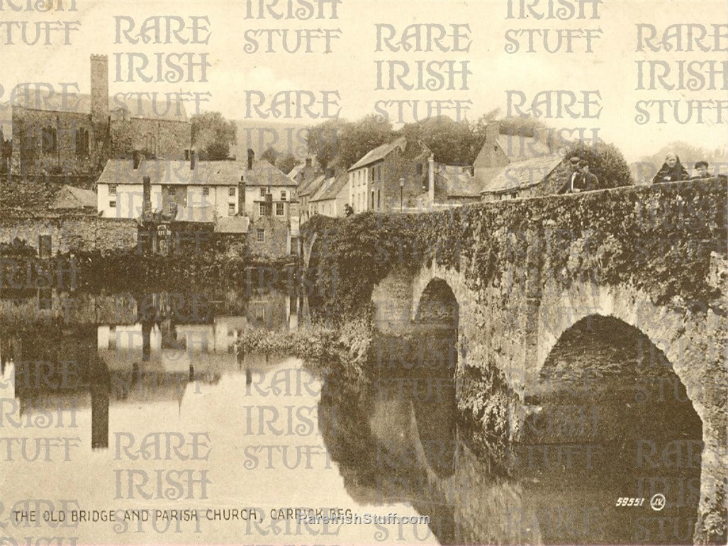 The Old Bridge & Parish Church, Carrickbeg, Co. Waterford, Ireland 1920
