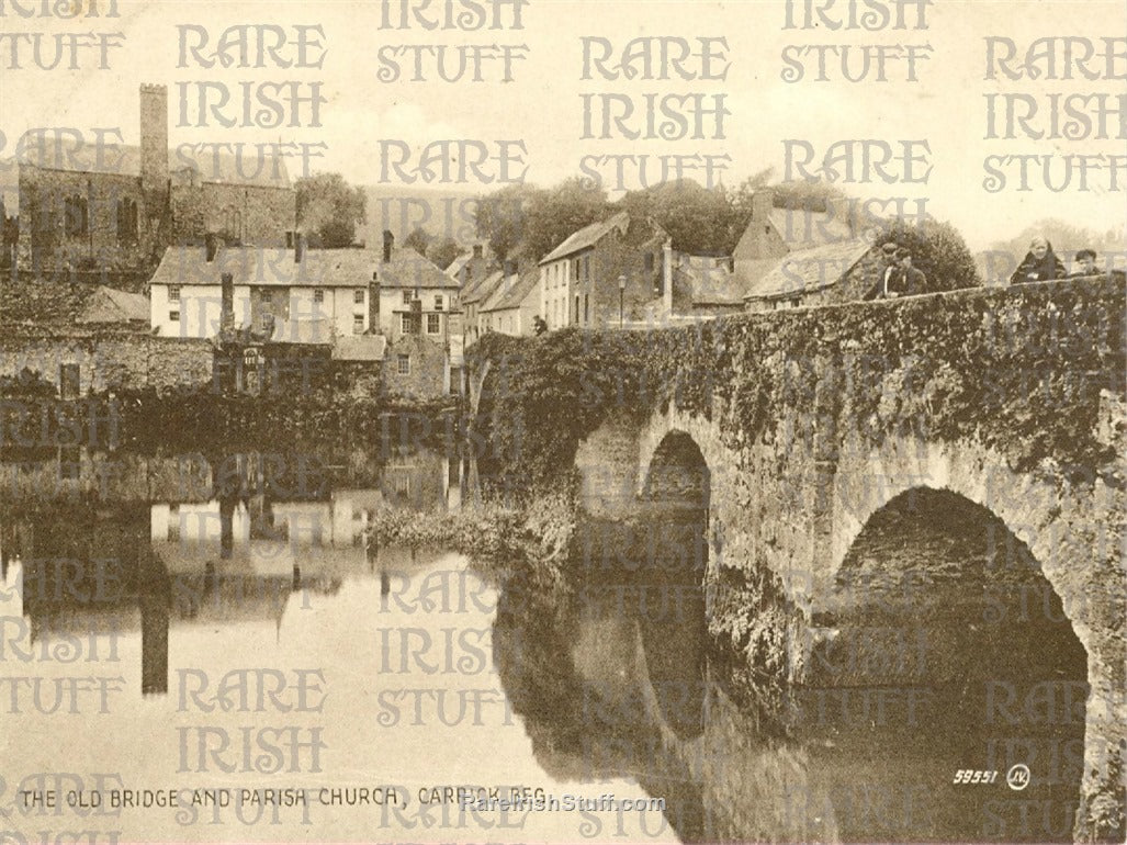 The Old Bridge & Parrish Church, Carrickbeg, Co. Waterford, Ireland 1920