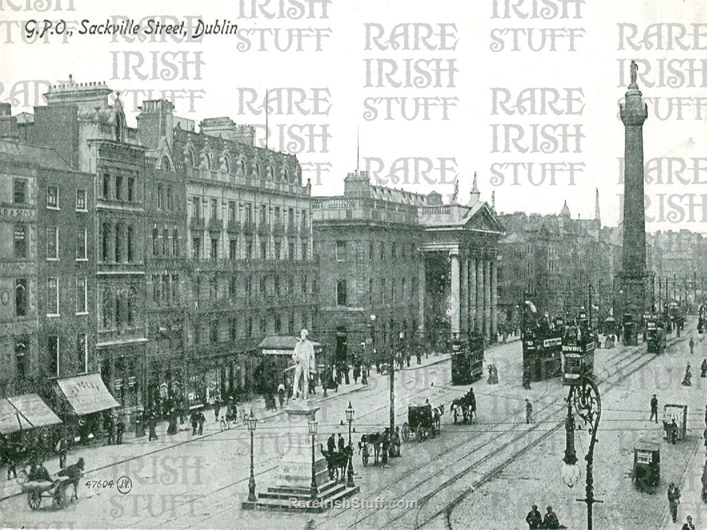 GPO & Nelson's Pillar, O'Connell Street, Dublin, Ireland 1889