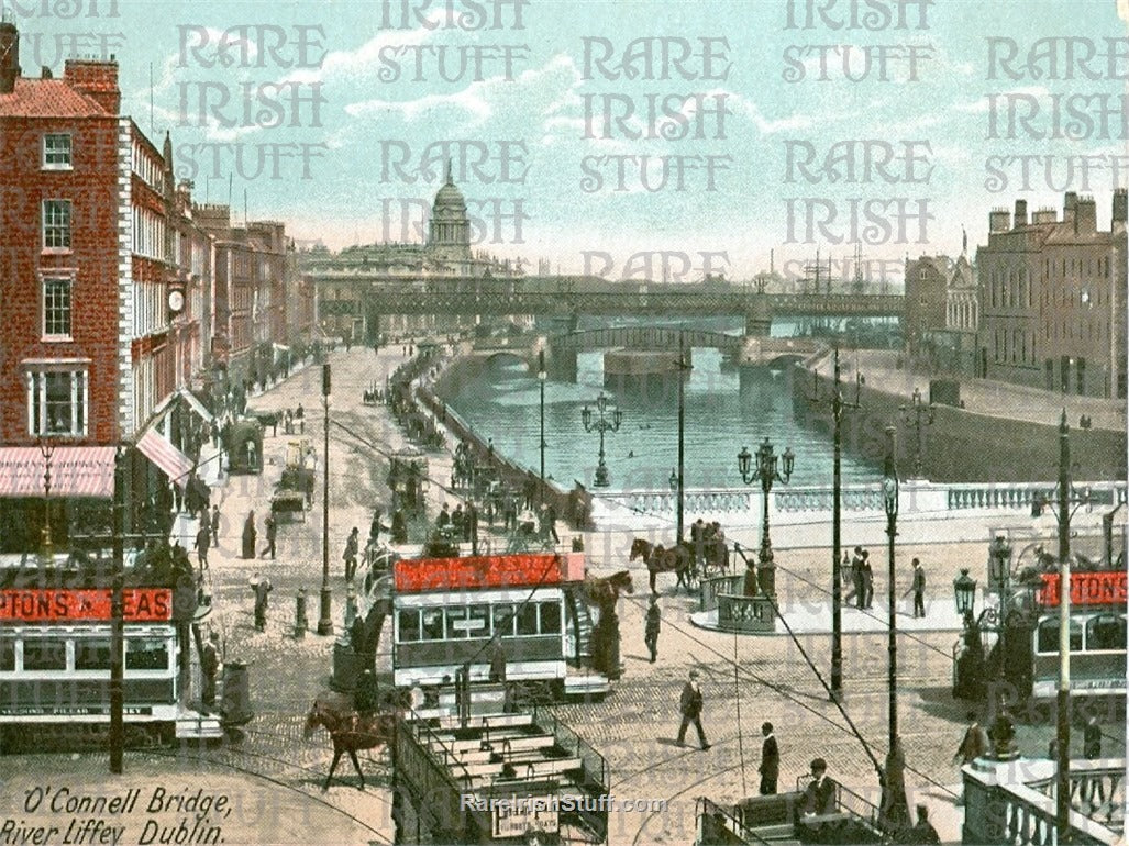 O'Connell Bridge & River Liffey, Dublin, Ireland 1913