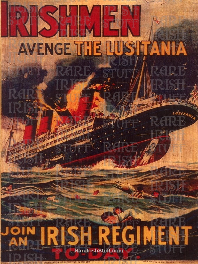 Avenge The Lusitania - WW1 Recruitment Poster, 1915