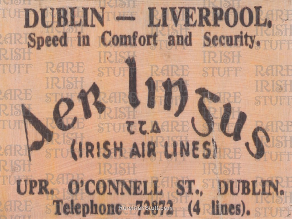 Aer Lingus first flight advertisement, Dublin - Liverpool, 1930's