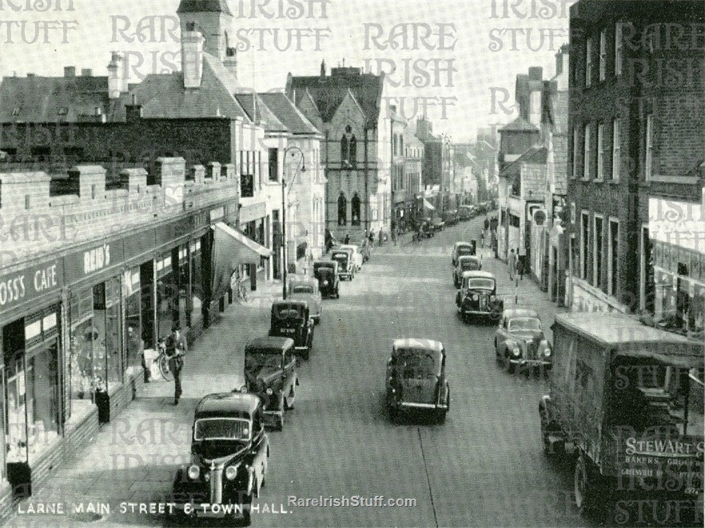 Larne Main Street & Town Hall, Co. Antrim, Ireland 1950s