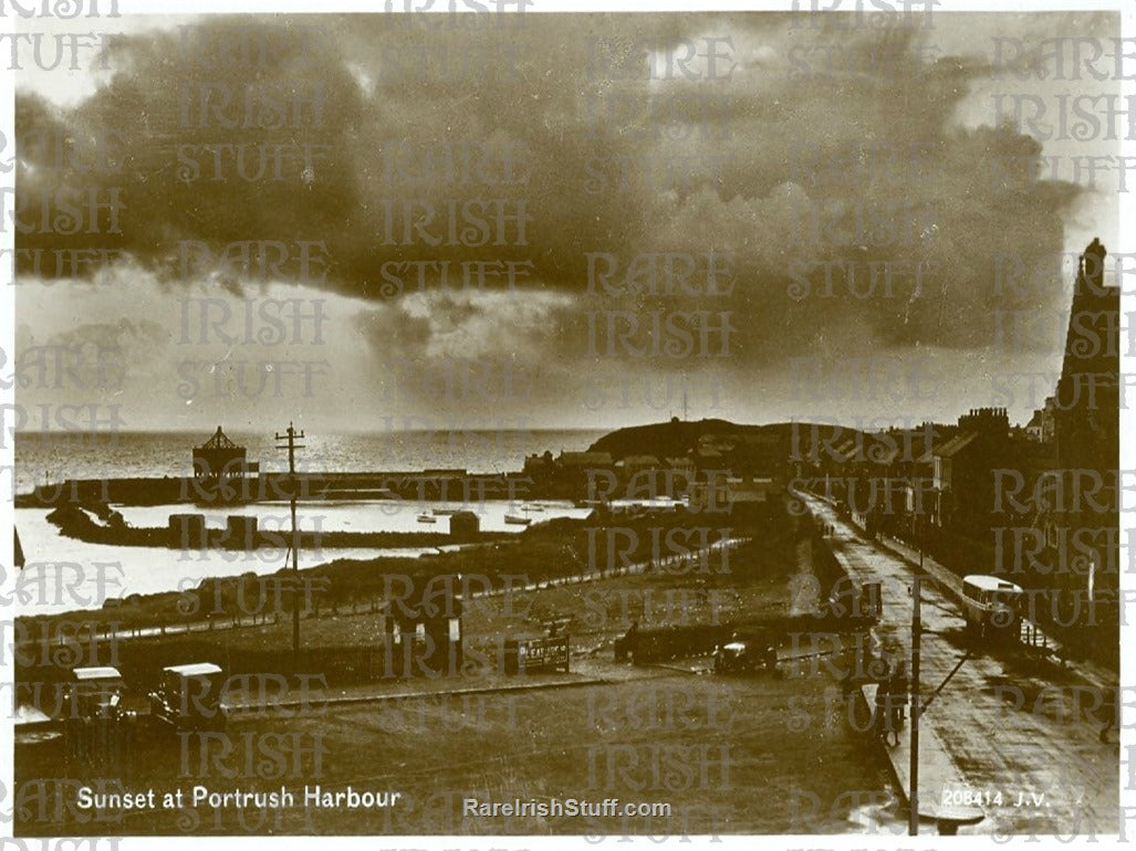 Sunset at Portrush Harbour, Portrush, Co. Antrim, Ireland 1935