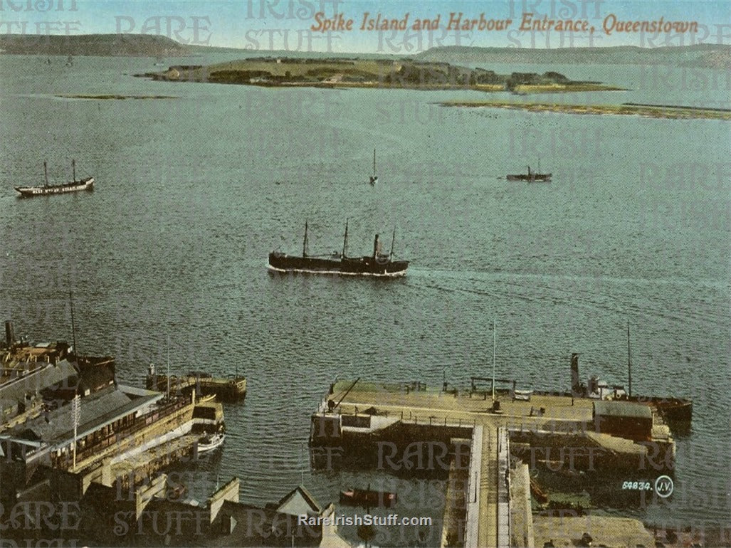 Spike Island & Harbour Entrance, Queenstown (Cobh), Co. Cork, Ireland 1915