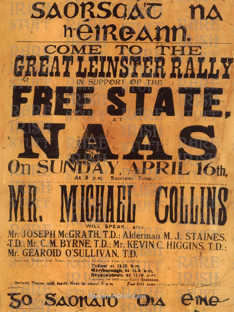 Michael Collins Rally Poster, Naas, Kildare 1922