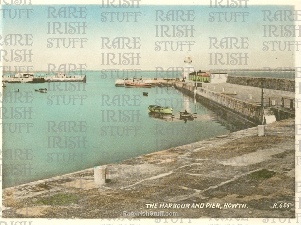 Howth Harbour and Pier, Dublin, Ireland 1900