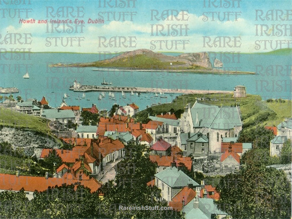 Howth Town & Harbour Dublin, Ireland, Old Photo, Old Image, Old Picture