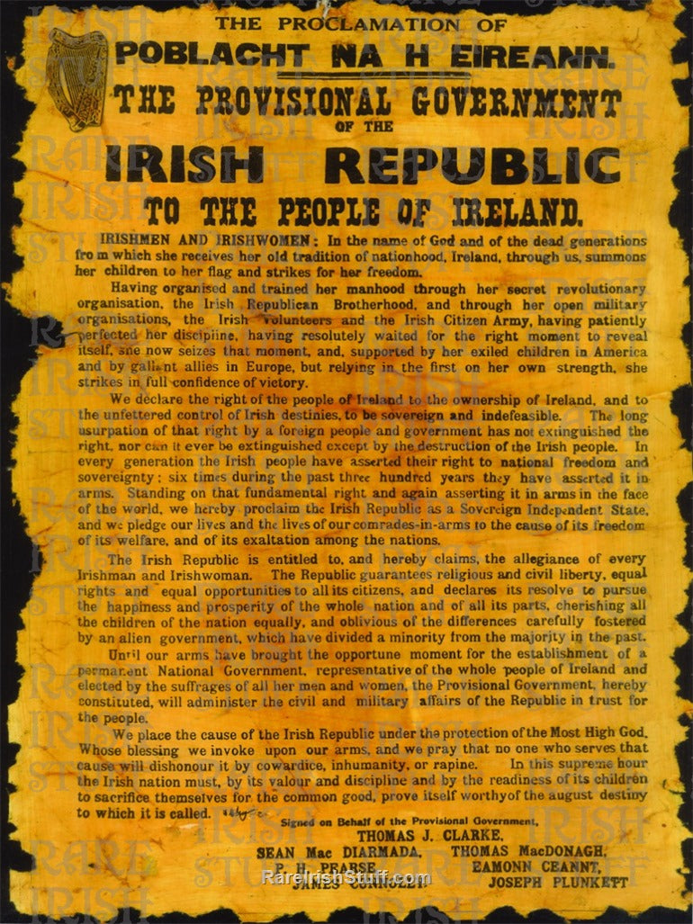 Proclamation of the Irish Republic, 1916 Burnt Surround