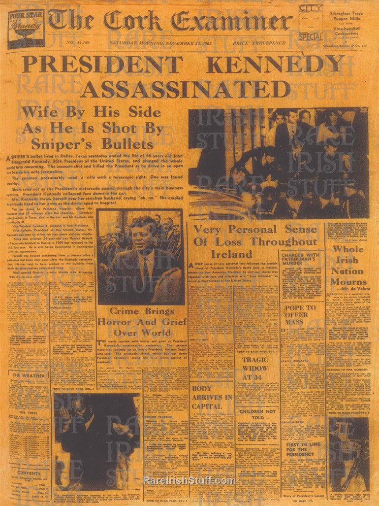 John F. Kennedy (JFK) Assassinated, Cork Newspaper, 1963