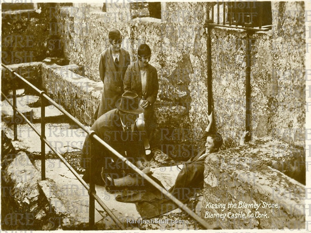 Kissing the Blarney Stone, Blarney Castle, Co. Cork, Ireland 1940