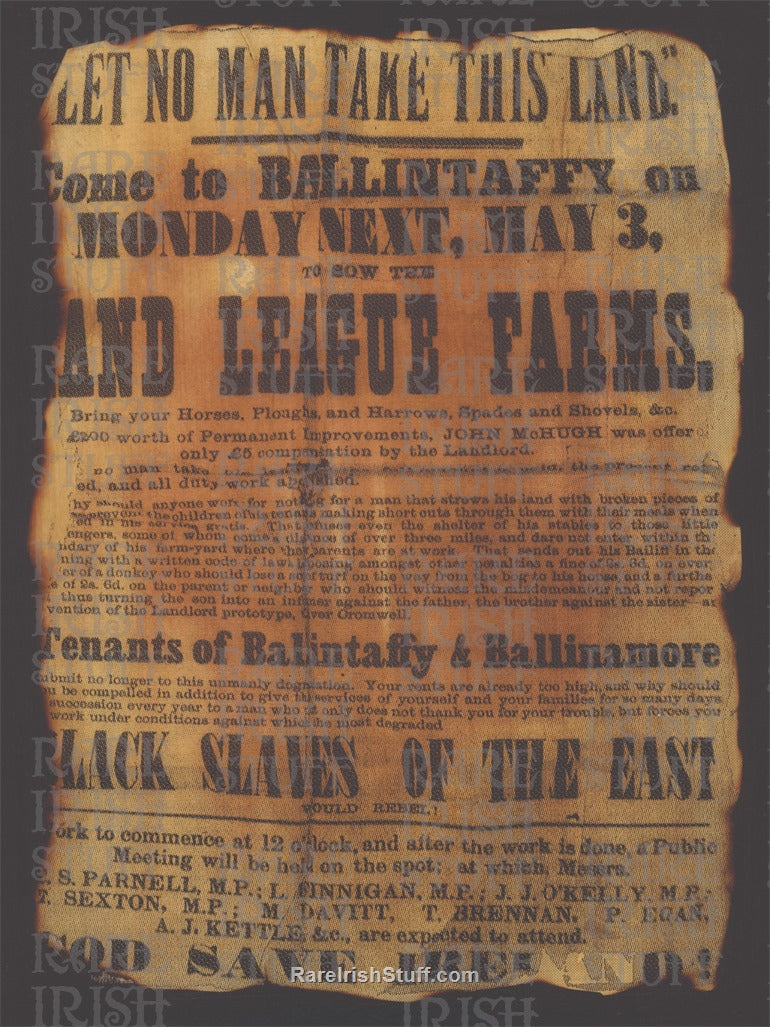 Irish Land League - Let No Man Take This Land, Parnell, Davitt, Mayo, 1880