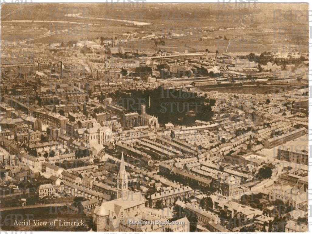 Aerial View of Limerick City, Ireland, 1930