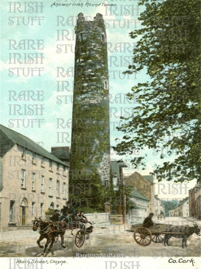 Main Street & Round Tower, Cloyne, Co. Cork, Ireland 1895