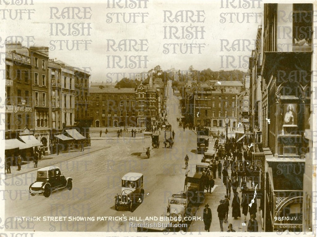 Patrick Street showing Patricks Hill & Bridge, Cork City, Co. Cork, Ireland 1925
