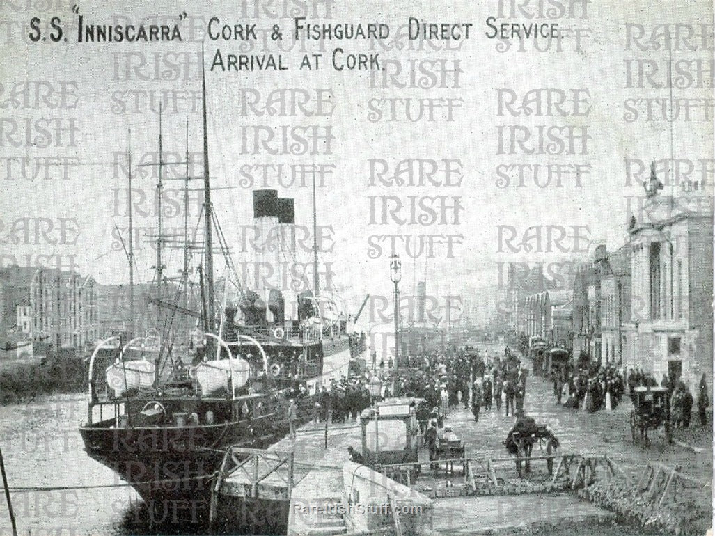 S.S Inniscarra, Cork & Fishguard Direct Service arrival at Co. Cork, Ireland 1918